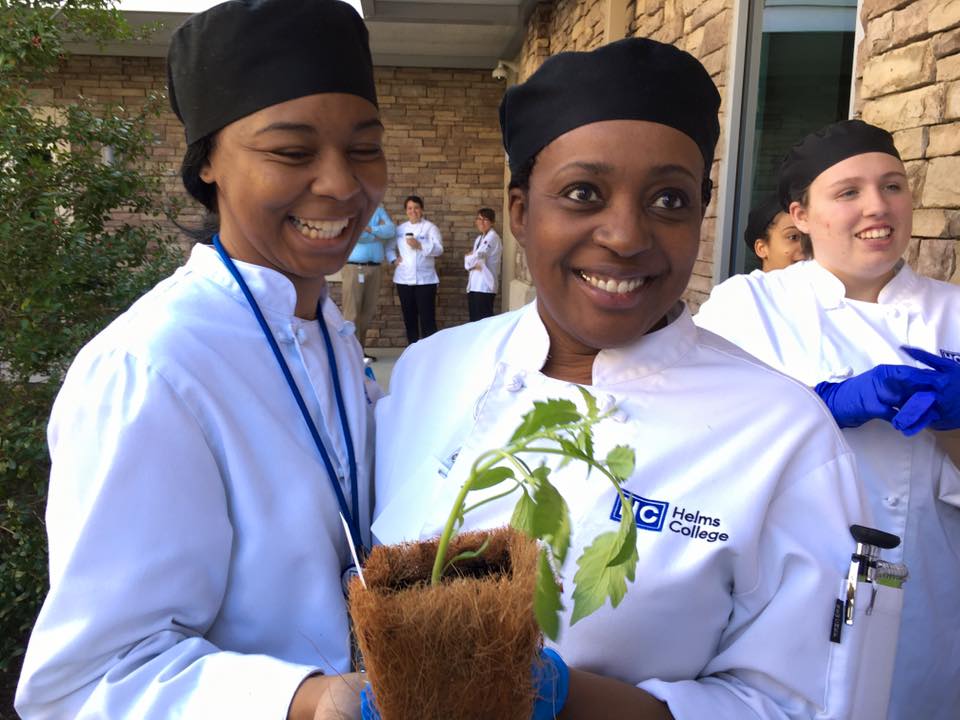 Students Planting Herbs- Helms College