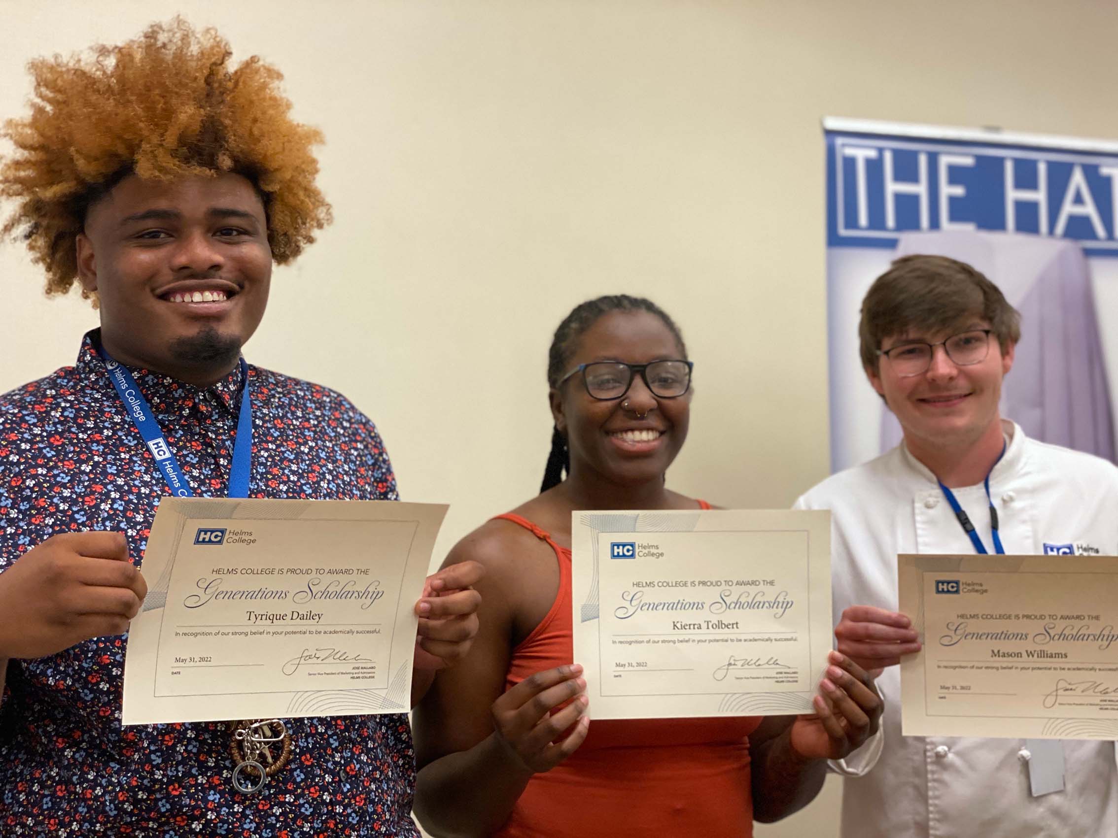 Generations Scholars Tyrique Dailey, Kierra Tolbert and Mason Williams